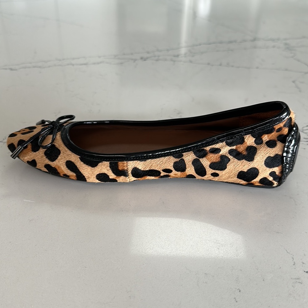 Donald J. Pliner Black Tan Leopard Print Calf Hair and Leather Ballet Flats - Picture 6 of 8